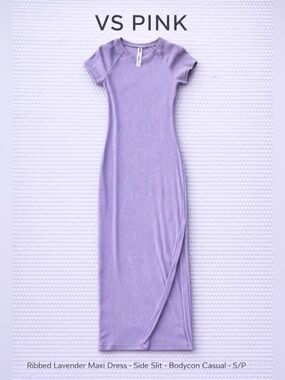 VS PINK Ribbed Lavender Maxi Dress Side Slit Bodycon Casual S/P